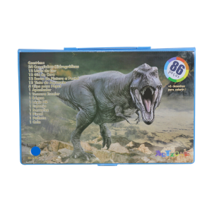 KIT DE PINTURA EM MALETA ESTAMPA DINOSSAURO COM 86 PEÇAS - MT86BOY-G