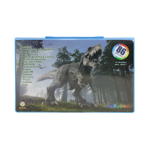 KIT DE PINTURA EM MALETA ESTAMPA DINOSSAURO COM 86 PEÇAS - MT86BOY-H