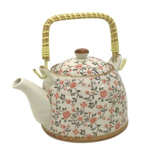 BULE CHALEIRA COM INFUSOR CERÂMICA  FLORAL COM ALÇA 600ML - BUL30A-LJ