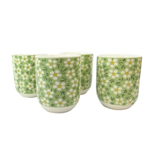 CONJUNTO DE 04 CANECAS ORIENTAL PARA CHÁ DE PORCELANA 150ML (CADA)  ESTAMPA FLORAL - CN30A-VD