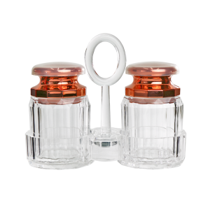 CONJUNTO SALEIRO E PIMENTEIRO DE ACRÍLICO COM SUPORTE E ALÇA - MG5114