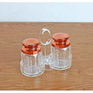 CONJUNTO SALEIRO E PIMENTEIRO DE ACRÍLICO COM SUPORTE E ALÇA - MG5114