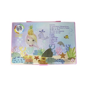 KIT DE PINTURA EM MALETA ESTAMPA SEREIA COM ABACAXI COM 68 PEÇAS - MT68GIRL-E