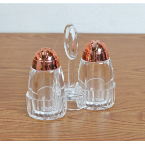 CONJUNTO SALEIRO E PIMENTEIRO DE ACRÍLICO COM SUPORTE E ALÇA - MG5115