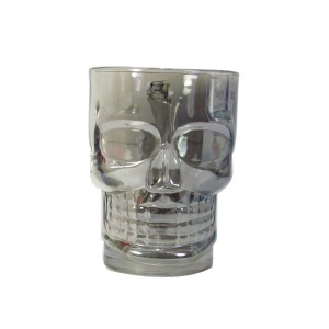 CANECA DE VIDRO PARA CHOPP E CERVEJA CAVEIRA ROCK STYLE DARK - FUMÊ 500 ML - GDR0647
