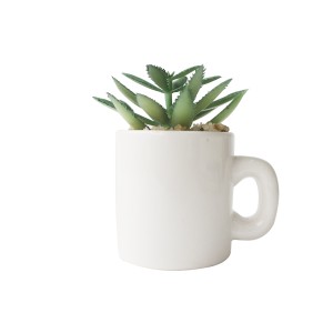 ENFEITE NA CANECA COM PLANTA ARTIFICIAL SUCULENTA  5.4X6CM - GDR0410-C