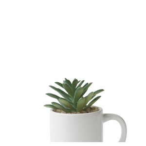ENFEITE NA CANECA COM PLANTA ARTIFICIAL SUCULENTA  5.4X6CM - GDR0410-E
