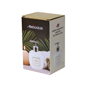 PORTA SABONETE LÍQUIDO DE PORCELANA OVAL 400ML - 3490-BR