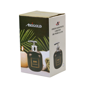 PORTA SABONETE LÍQUIDO DE PORCELANA OVAL 400ML - 3490-PT