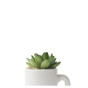 ENFEITE NA CANECA COM PLANTA ARTIFICIAL SUCULENTA  5.4X6CM - GDR0410-G