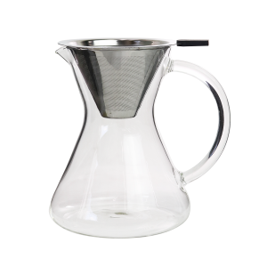 JARRA DE VIDRO PARA CAFÉ COM FILTRO REUTILIZÁVEL EM INOX 400 ML - 3230