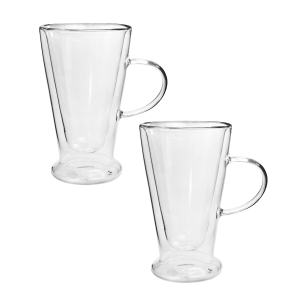 JOGO DE CANECAS DE VIDRO PAREDE DUPLA 385ML CONTENDO 02 PEÇAS - 3226