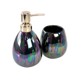 JOGO DE BANHEIRO DE CERÂMICA PRETO FURTACOR 02 PEÇAS 350ML - 98663-A