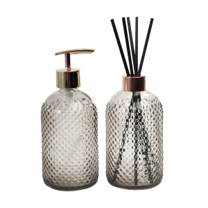 KIT FRASCO DIFUSOR E PORTA SABONETE LÍQUIDO DE VIDRO 02 PEÇAS 400ML - 96147-FUMÊ