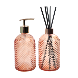 KIT FRASCO DIFUSOR E PORTA SABONETE LÍQUIDO DE VIDRO 02 PEÇAS 400ML - 96147-GR