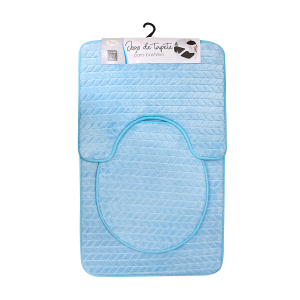 JOGO DE TAPETE PARA BANHEIRO DE POLIESTER COM 3 PEÇAS - CZ19363-AZCL