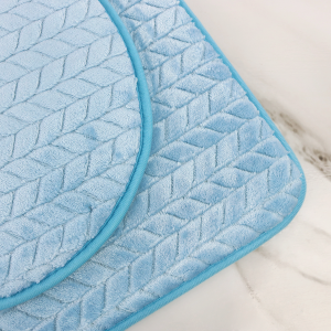 JOGO DE TAPETE PARA BANHEIRO DE POLIESTER COM 3 PEÇAS - CZ19363-AZCL