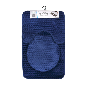 JOGO DE TAPETE PARA BANHEIRO DE POLIESTER COM 3 PEÇAS - CZ19363-AZMA