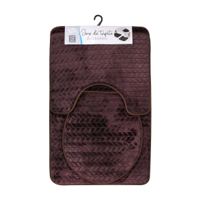 JOGO DE TAPETE PARA BANHEIRO DE POLIESTER COM 3 PEÇAS - CZ19363-MR