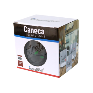 CANECA DE VIDRO COM FRASE GRATIDÃO DE 300ML - HG82202-A