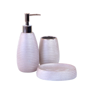 JOGO DE BANHEIRO DE CERÂMICA COM 3 PEÇAS 350ML - SXTE5188-GR