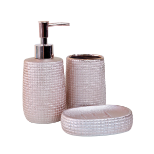 JOGO DE BANHEIRO DE CERÂMICA COM 3 PEÇAS 300ML- SXTE5190-GR