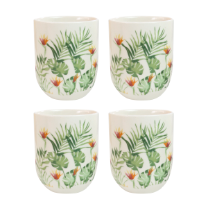 CONJUNTO DE 04 CANECAS ORIENTAL PARA CHÁ DE PORCELANA 150ML - CN0001-A