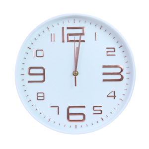 RELÓGIO DE PAREDE DE PLASTICO COM BORDA BRANCA - 2946-BR