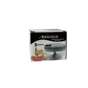 MINI MULTIPROCESSADOR DE ALIMENTOS MANUAL EM PLÁSTICO COM 2 LÂMINAS 6X9CM - 2729-RS