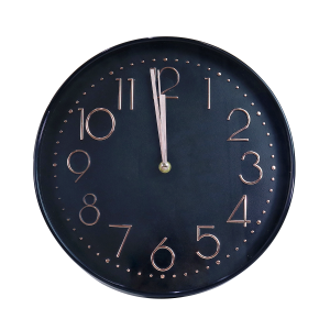 RELOGIO DE PAREDE DE PLÁSTICO 30CM COM BORDA PRETA - 2573A- PT