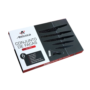 JOGO DE FACAS DE COZINHA COM 6 PEÇAS EM AÇO INOX - 3828