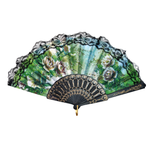 LEQUE DE PLÁSTICO PRETO COM DESENHOS FLORAIS - NS0446-C