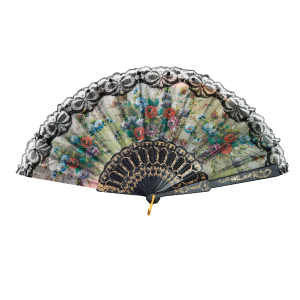 LEQUE DE PLÁSTICO PRETO COM DESENHOS FLORAIS - NS0446-F