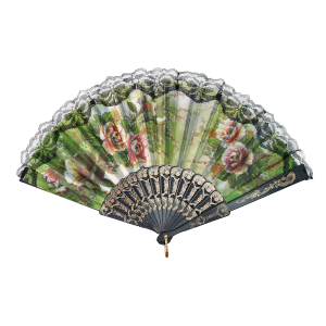 LEQUE DE PLÁSTICO PRETO COM DESENHOS FLORAIS - NS0446-G