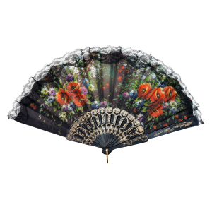 LEQUE DE PLÁSTICO PRETO COM DESENHOS FLORAIS - NS0446-I