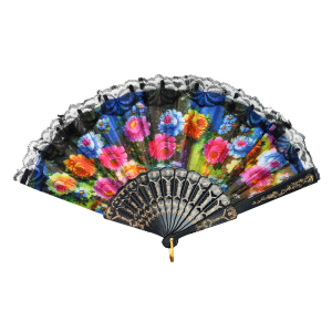 LEQUE DE PLÁSTICO PRETO COM DESENHOS FLORAIS - NS0446-M