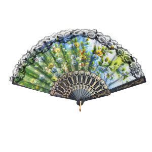 LEQUE DE PLÁSTICO PRETO COM DESENHOS FLORAIS - NS0446-N