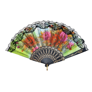 LEQUE DE PLÁSTICO PRETO COM DESENHOS FLORAIS - NS0446-O