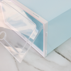 CAIXA ORGANIZADORA PARA CALÇADOS DE PLÁSTICO E COM TAMPA 33X23X14CM - CX0321-AZ