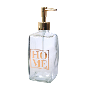 PORTA SABONETE LIQUIDO OU PORTA ALCOOL GEL DE VIDRO TRANSPARENTE 500ML - CT0408H-GR