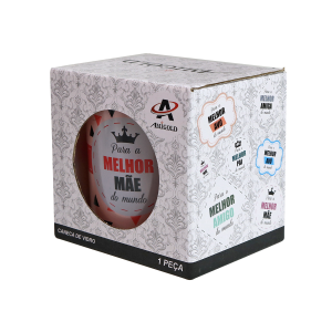 CANECA DE VIDRO TRANSPARENTE 380 ML COM FRASE - 3107