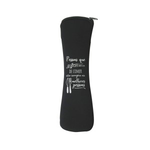 PORTA TALHER COM CAPA NEOPREME E  ZÍPER  E FRASES DIVERSAS 24CM - FGC3578-B