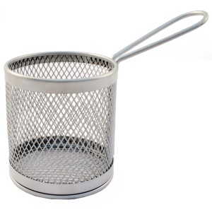 MINI CESTA EM INOX COM ALÇA PARA PORÇÕES 8CM - CA09358-PTA