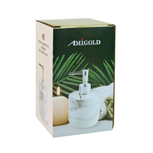 PORTA SABONETE LÍQUIDO DE PORCELANA ESTAMPA MARMORIZADA BRANCO 400ML - 3866