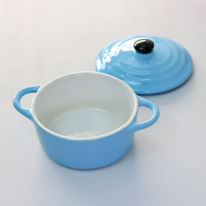 MINI PANELA DE CERÂMICA REDONDA COM TAMPA 16,5X11,5X9CM - 210553-AZ