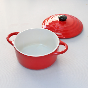 MINI PANELA DE CERÂMICA REDONDA COM TAMPA 16,5X11,5X9CM - 210553-VM