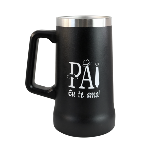 CANECA TÉRMICA DE INOX 750ML COM FRASE PAI EU TE AMO- HG85052-E