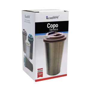 COPO TÉRMICO EM AÇO INOX COM TAMPA E ISOLAMENTO 450ML - HG85061-CHUMBO