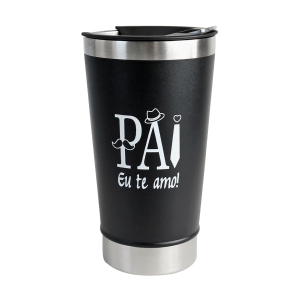COPO TÉRMICO DE INOX COM TAMPA E ABRIDOR COM FRASE PAI EU TE AMO - HG85053-E