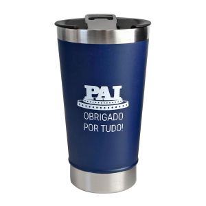COPO TÉRMICO DE INOX COM TAMPA E ABRIDOR COM FRASE PAI OBRIGADO POR TUDO - HG85053-C